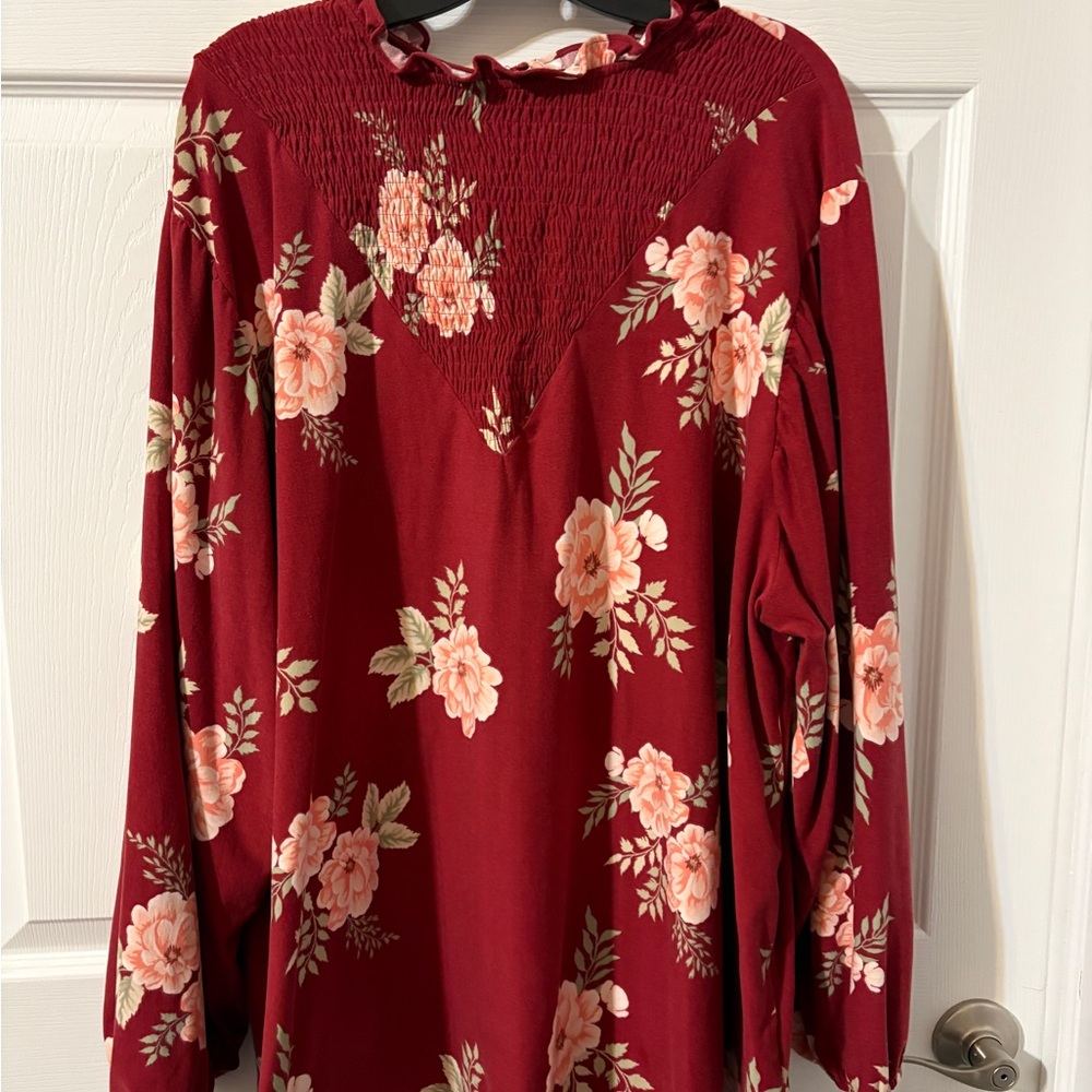 LuLaRoe Burgundy Floral Blouse